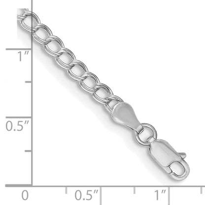 Sterlingsilber Rhodiniert 3.5mm Massiv Doppelt Glieder Charm Armband