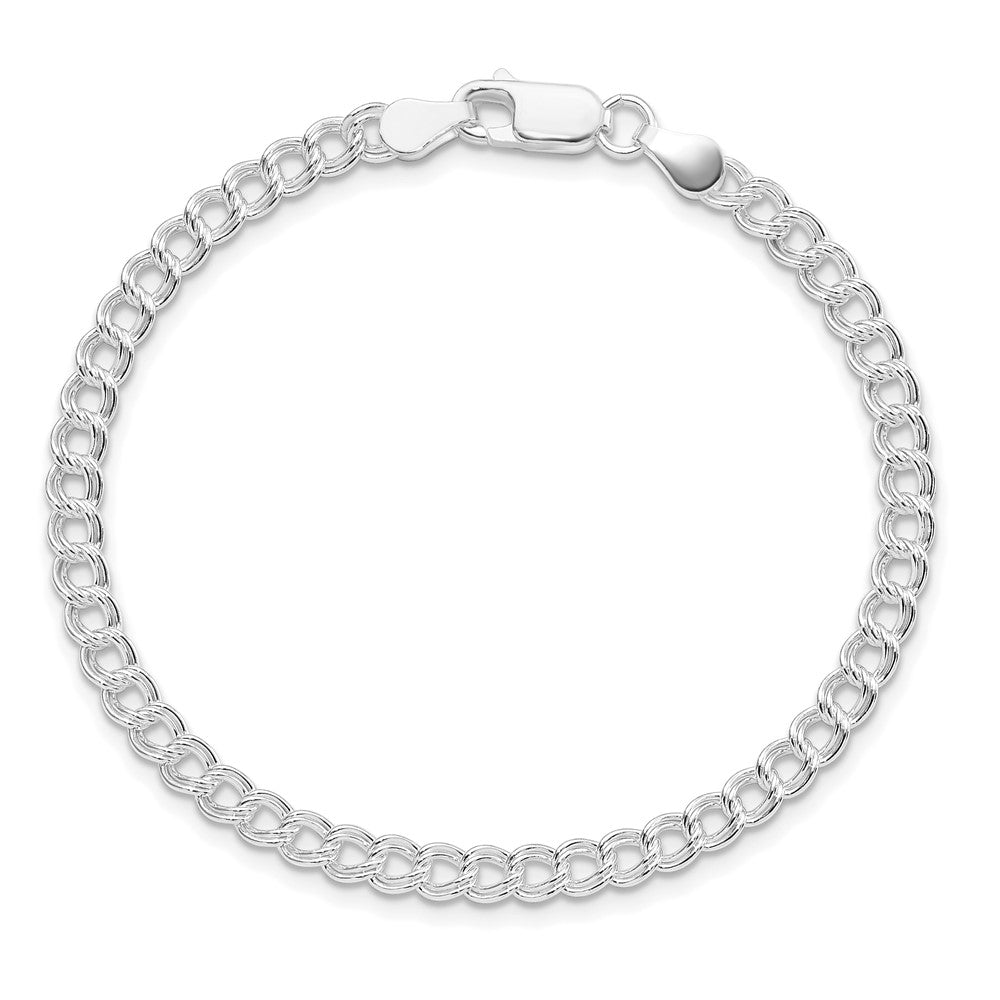 Sterlingsilber Rhodiniert 4.25mm Doppelt Glieder Charm Armband