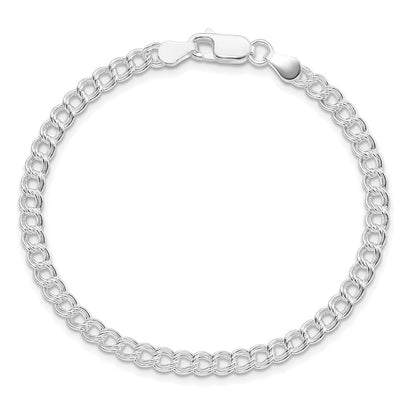 Sterlingsilber Rhodiniert 4.25mm Doppelt Glieder Charm Armband