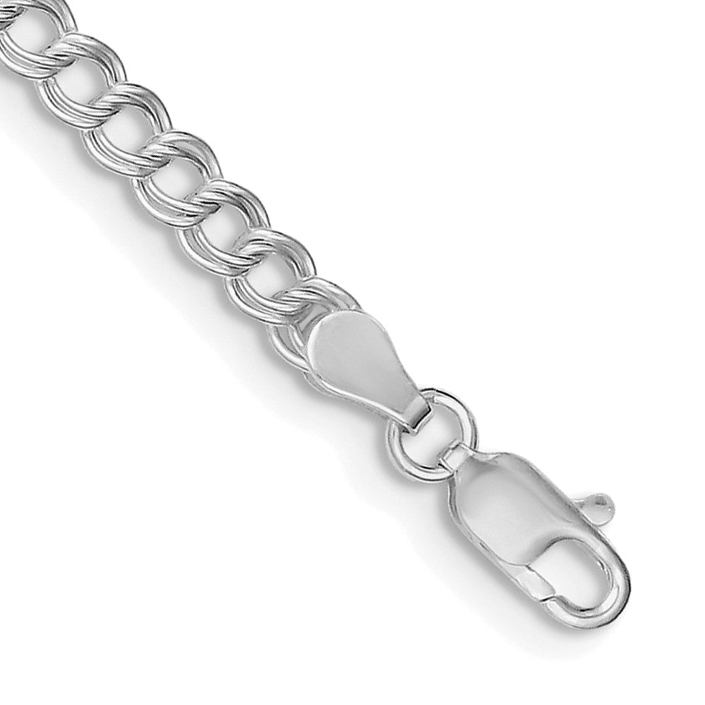 Sterlingsilber Rhodiniert 4.25mm Doppelt Glieder Charm Armband
