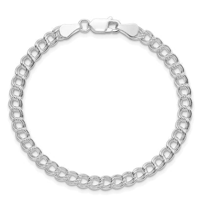 Sterlingsilber Rhodiniert 5mm Doppelt Glieder Charm Armband
