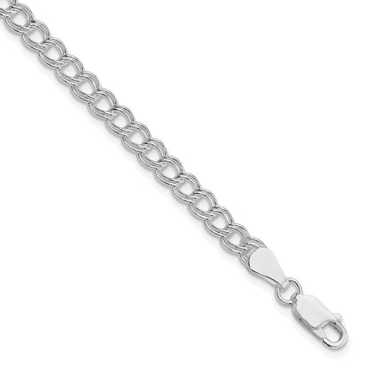 Sterlingsilber Rhodiniert 5mm Doppelt Glieder Charm Armband