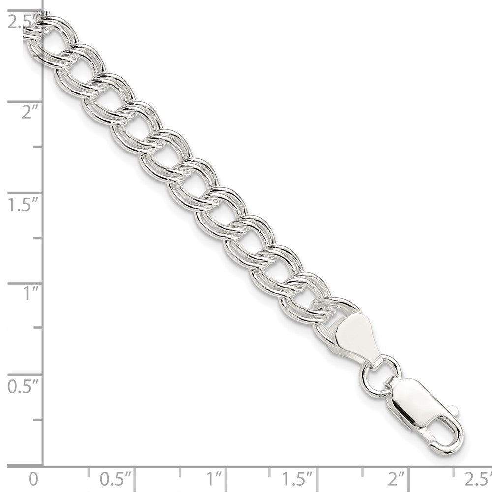 8 Zoll Sterlingsilber 7mm Doppelt Glieder Charm Armband