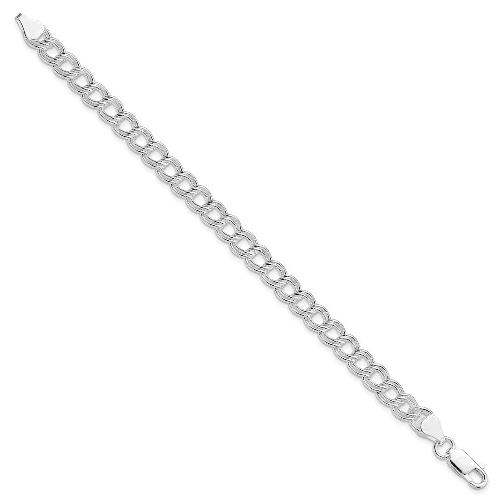 Sterlingsilber Rhodiniert 7mm Doppelt Glieder Charm Armband