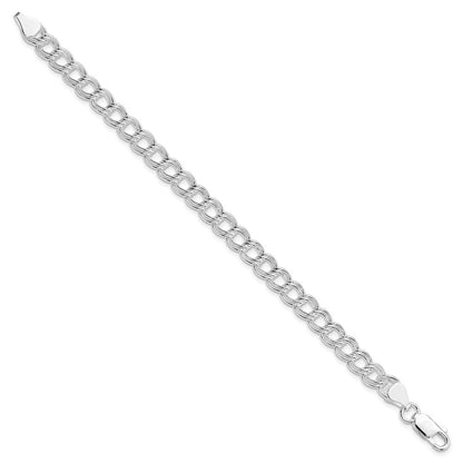 Sterlingsilber Rhodiniert 7mm Doppelt Glieder Charm Armband