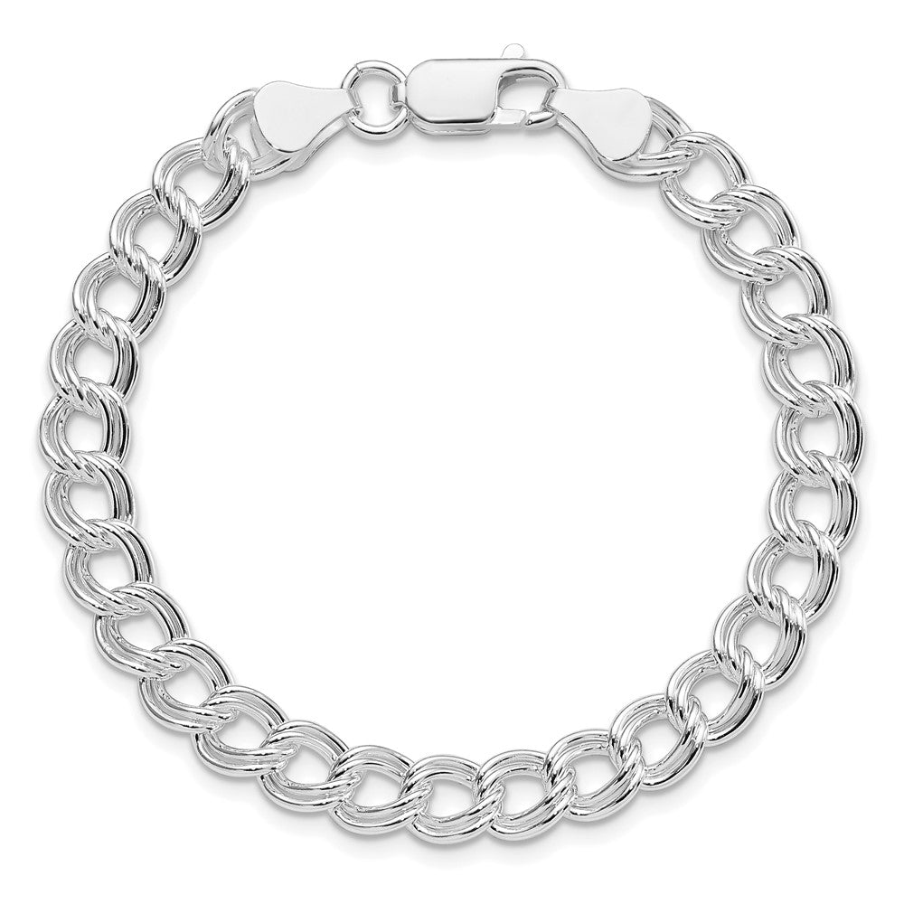 Sterlingsilber Rhodiniert 7mm Doppelt Glieder Charm Armband