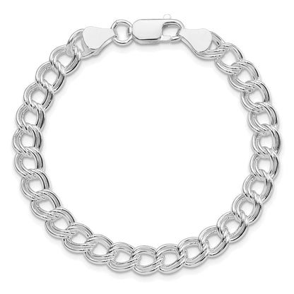 Sterlingsilber Rhodiniert 7mm Doppelt Glieder Charm Armband