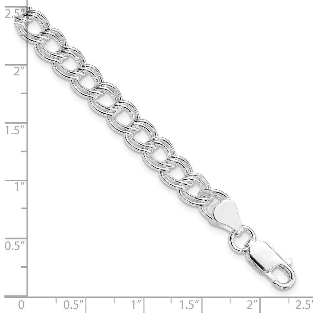 Sterlingsilber Rhodiniert 7mm Doppelt Glieder Charm Armband