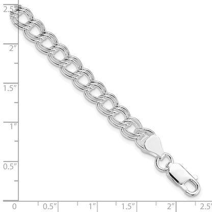 Sterlingsilber Rhodiniert 7mm Doppelt Glieder Charm Armband