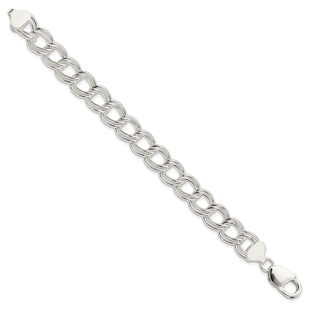 Sterlingsilber 11.5mm Massiv Doppelt Glieder Charm Armband