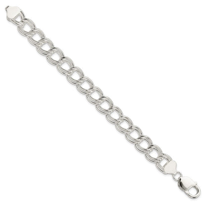 Sterlingsilber 11.5mm Massiv Doppelt Glieder Charm Armband