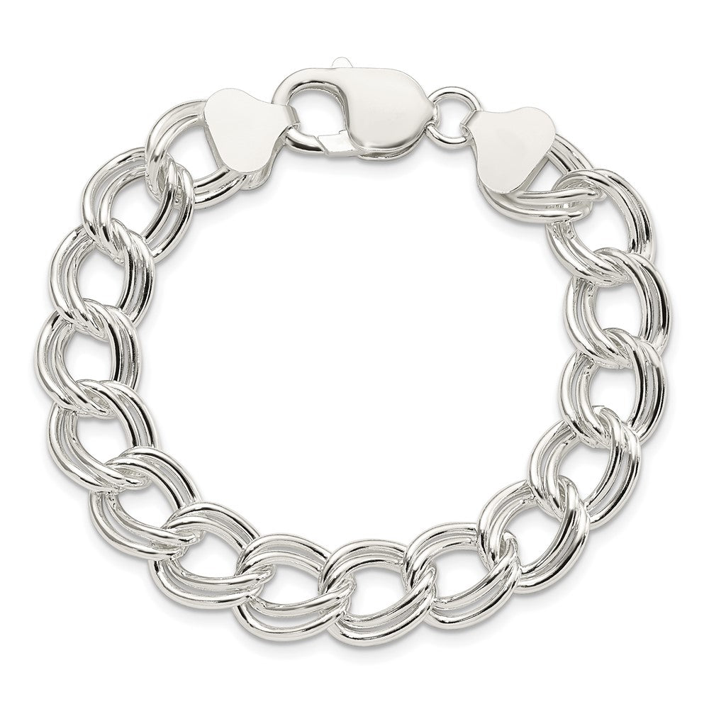 Sterlingsilber 11.5mm Massiv Doppelt Glieder Charm Armband