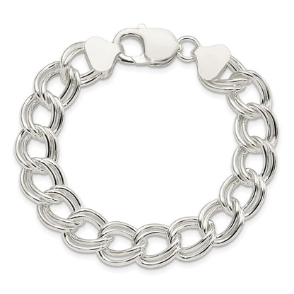 Sterlingsilber 11.5mm Massiv Doppelt Glieder Charm Armband