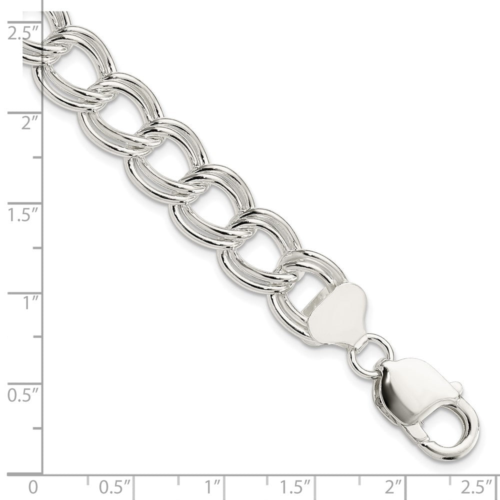 Sterlingsilber 11.5mm Massiv Doppelt Glieder Charm Armband