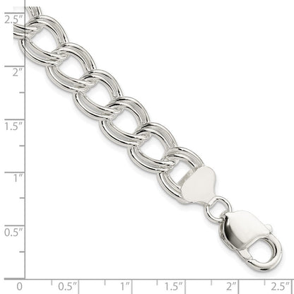 Sterlingsilber 11.5mm Massiv Doppelt Glieder Charm Armband