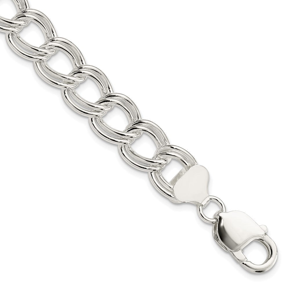 Sterlingsilber 11.5mm Massiv Doppelt Glieder Charm Armband