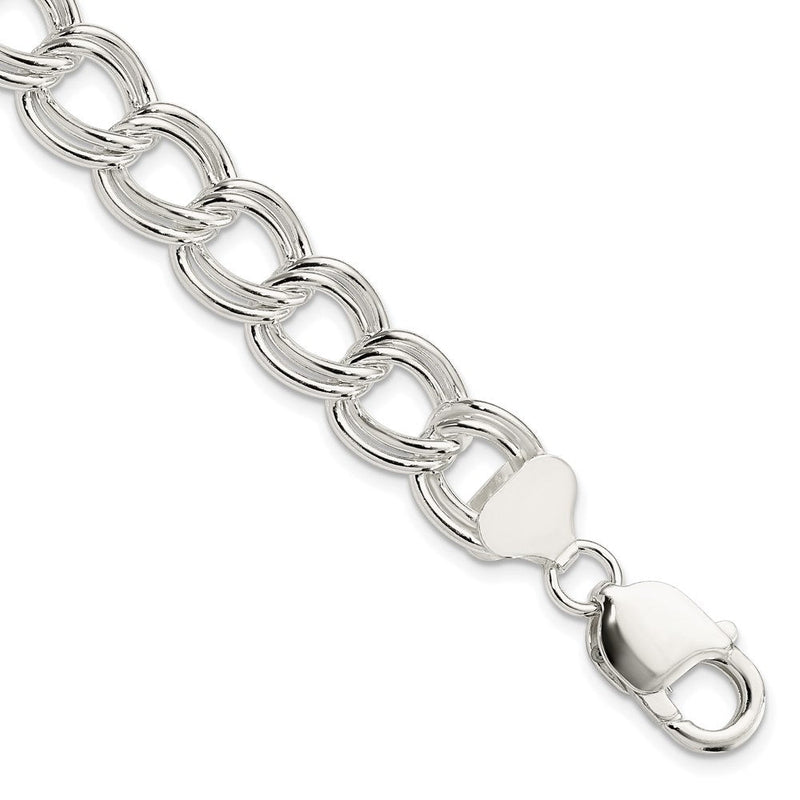 Sterlingsilber 11.5mm Massiv Doppelt Glieder Charm Armband