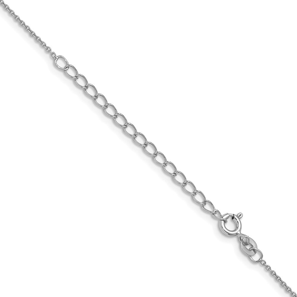 Sterlingsilber Rhodiniert 1mm Ankerkette Kette mit 2 Zoll Verlängerung. Halskette