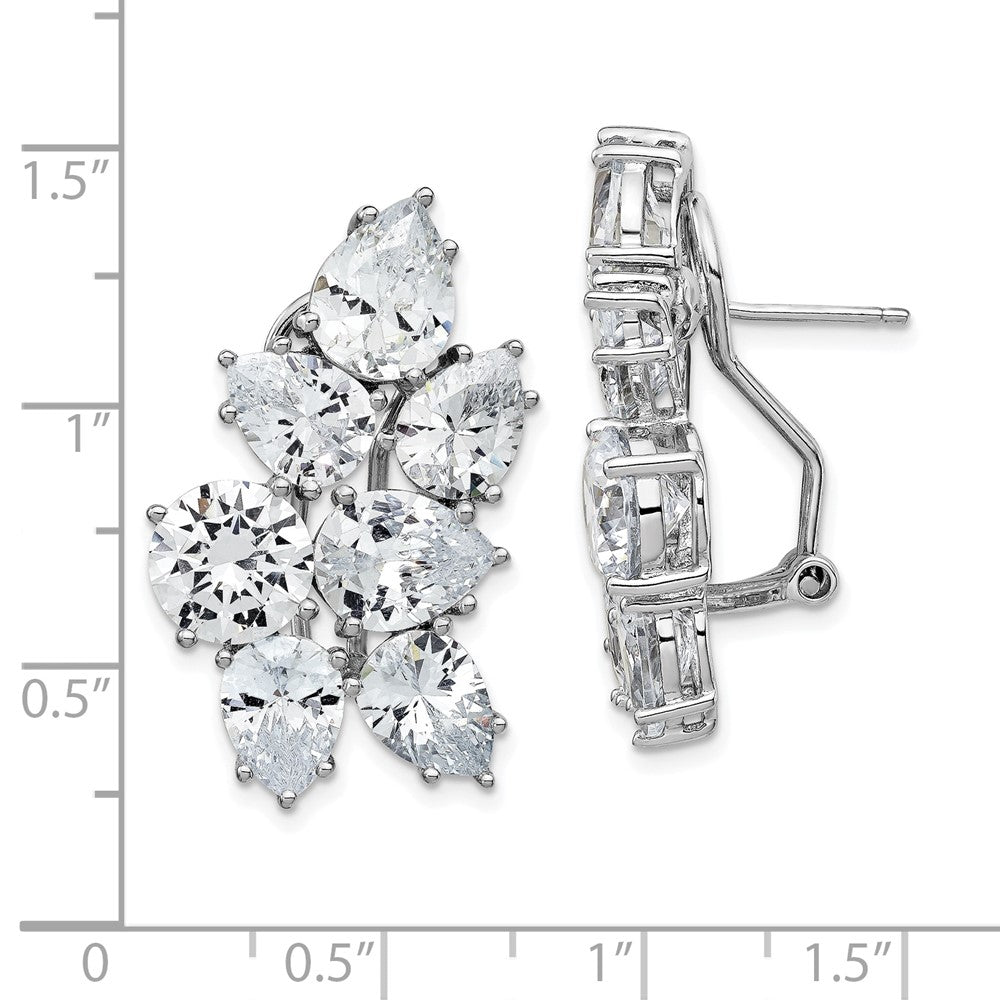 Sterlingsilber Cheryl M Rhodiniert Fantasie Brillant-cut Zirkonia Cluster Omega Rückseite Ohrringe