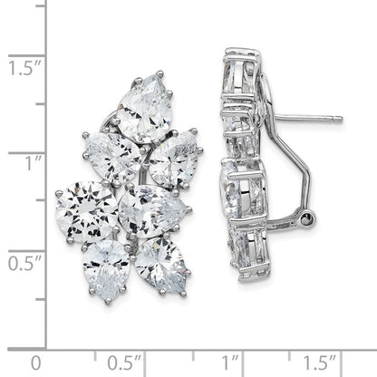 Sterlingsilber Cheryl M Rhodiniert Fantasie Brillant-cut Zirkonia Cluster Omega Rückseite Ohrringe