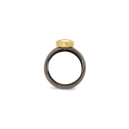 Sterlingsilber Vergoldet mit Schwarz Rhodium Zirkonia Ring