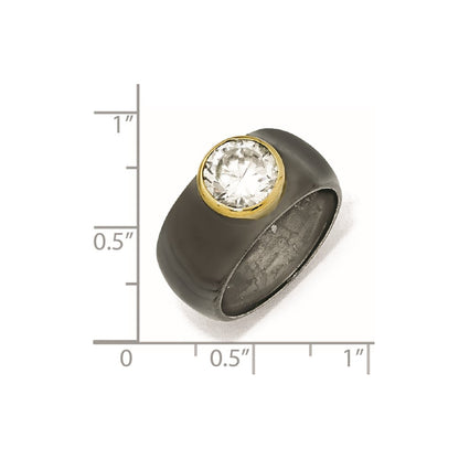 Sterlingsilber Vergoldet mit Schwarz Rhodium Zirkonia Ring