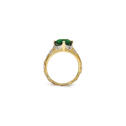 Sterlingsilber Vergoldet Glas Synthetisch Smaragd & Zirkonia Ring