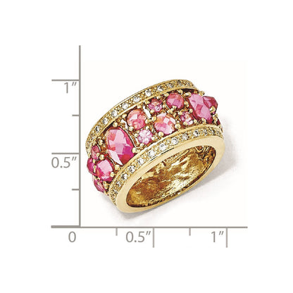 Sterlingsilber Vergoldet Synthetisch Rosa Saphir & Zirkonia Ring