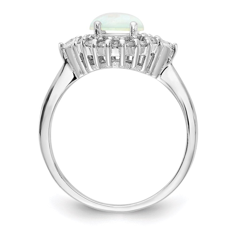 Sterlingsilber Cheryl M Rhodiniert Cabochon Im Labor Erzeugt Opal und Brillant-cut Zirkonia Ring