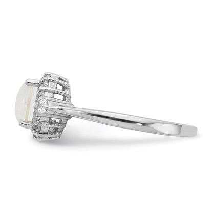 Sterlingsilber Cheryl M Rhodiniert Cabochon Im Labor Erzeugt Opal und Brillant-cut Zirkonia Ring