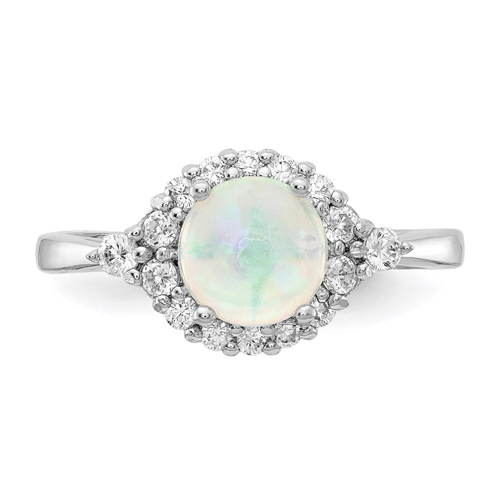Sterlingsilber Cheryl M Rhodiniert Cabochon Im Labor Erzeugt Opal und Brillant-cut Zirkonia Ring