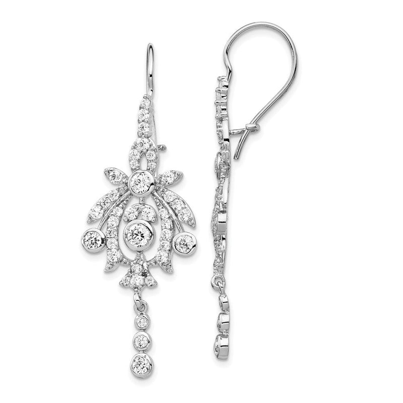 Sterlingsilber Cheryl M Rhodiniert Fantasie Brillant-cut Zargenfassung Zirkonia Kidney Draht Ohrhänger