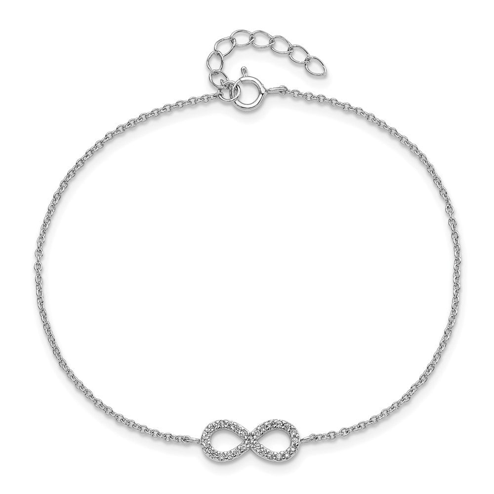 8 Zoll Cheryl M Sterlingsilber Rhodiniert Brillant-cut Zirkonia Unendlichkeit 7 Armband mit 1 Verlängerung