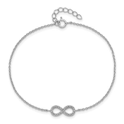 8 Zoll Cheryl M Sterlingsilber Rhodiniert Brillant-cut Zirkonia Unendlichkeit 7 Armband mit 1 Verlängerung