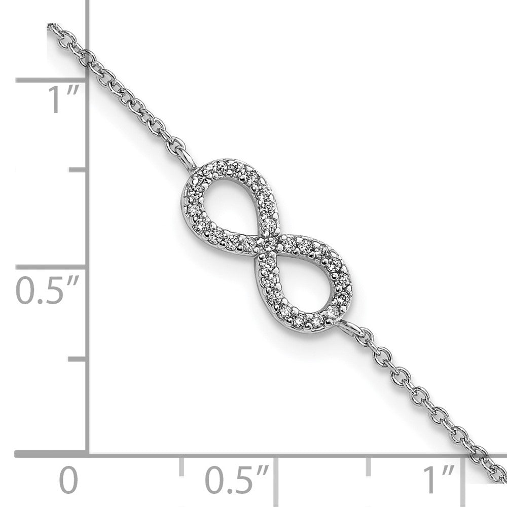 8 Zoll Cheryl M Sterlingsilber Rhodiniert Brillant-cut Zirkonia Unendlichkeit 7 Armband mit 1 Verlängerung