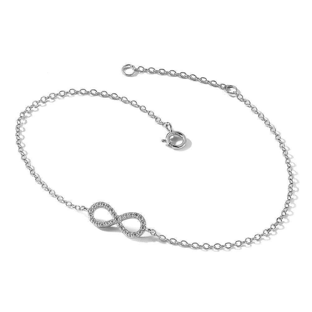 8 Zoll Cheryl M Sterlingsilber Rhodiniert Brillant-cut Zirkonia Unendlichkeit 7 Armband mit 1 Verlängerung