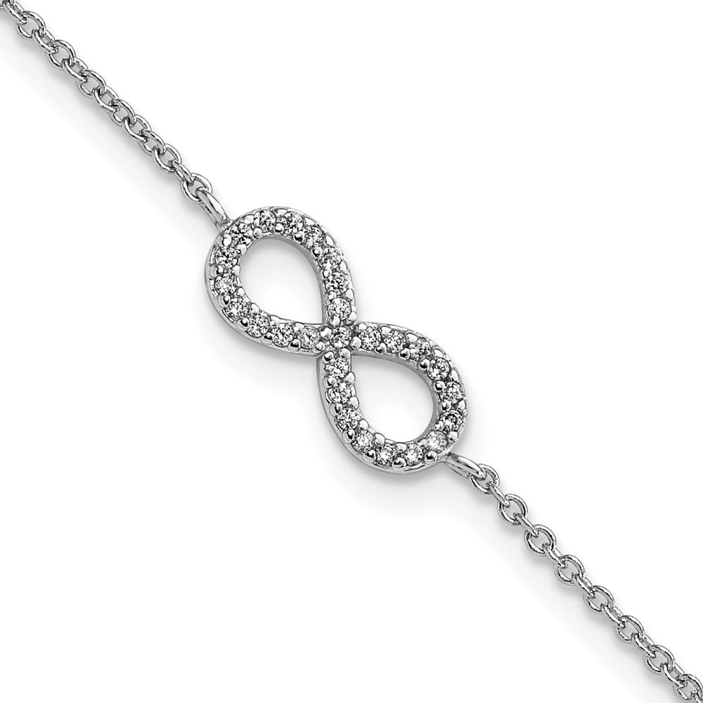 8 Zoll Cheryl M Sterlingsilber Rhodiniert Brillant-cut Zirkonia Unendlichkeit 7 Armband mit 1 Verlängerung