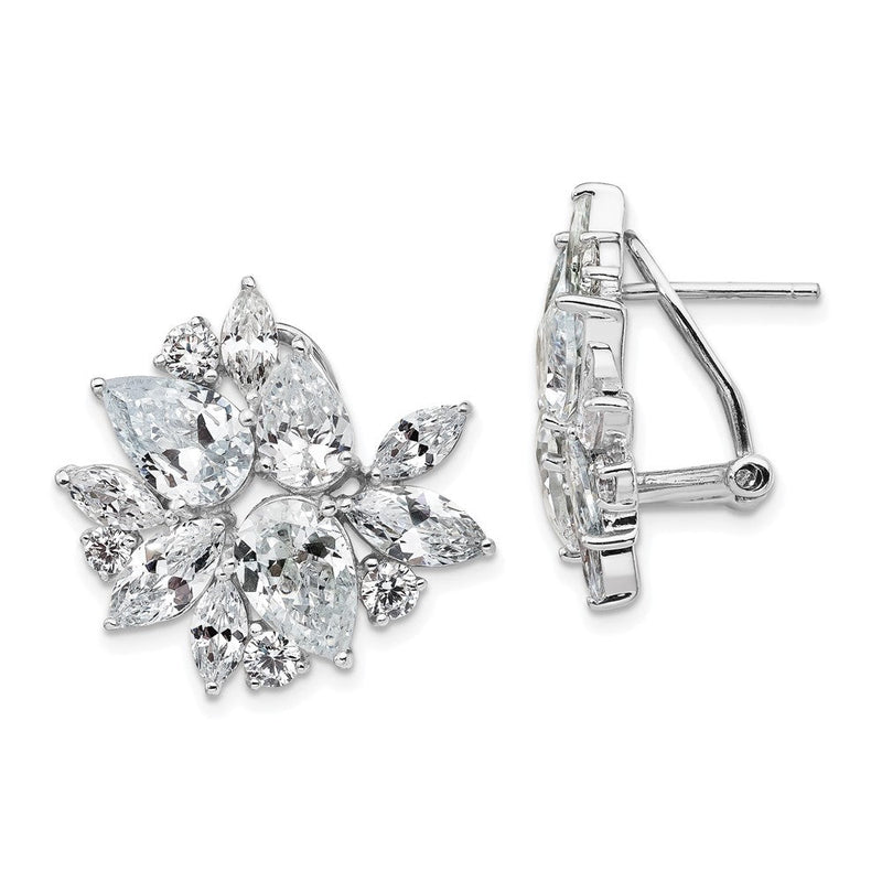 Sterlingsilber Cheryl M Rhodiniert Brillant-cut & Marquise-cut Zirkonia Cluster Stecker Omega Rückseite Ohrringe