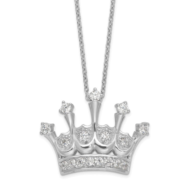 Sterlingsilber Cheryl M Rhodiniert Brillant-cut Zirkonia Krone 18 Zoll Halskette