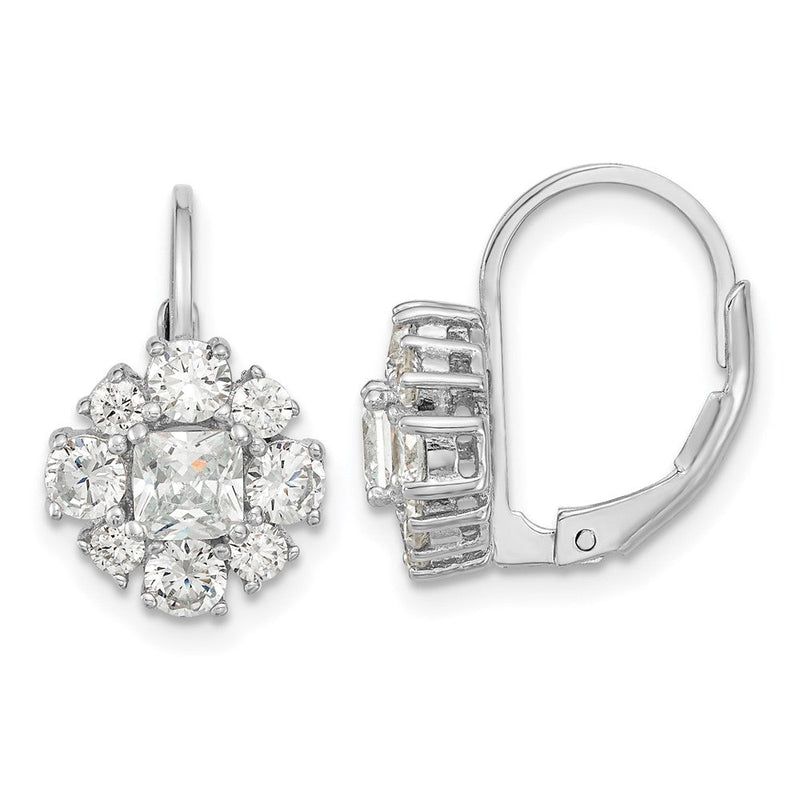 Sterlingsilber Cheryl M Rhodiniert Princess-cut und Brillant-cut Zirkonia Ohrhänger mit Brisur