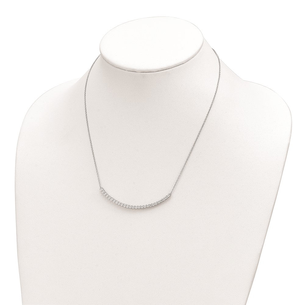 Sterlingsilber Cheryl M Rhodiniert Brillant-cut Zirkonia Gebogen Stab 18 Zoll Halskette