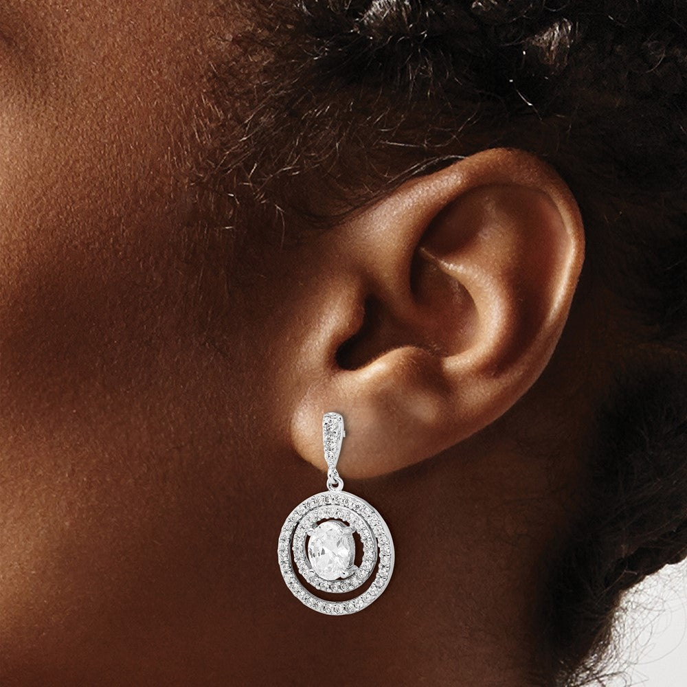 Sterlingsilber Kreis Zirkonia Hängend Ohrstecker
