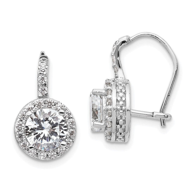 Sterlingsilber Cheryl M Rhodiniert Brillant-cut Rund Zirkonia Heiligenschein Kidney Draht Ohrhänger