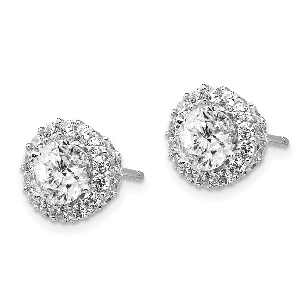 Sterlingsilber Cheryl M Rhodiniert Brillant-cut Zirkonia Rund Heiligenschein Ohrstecker
