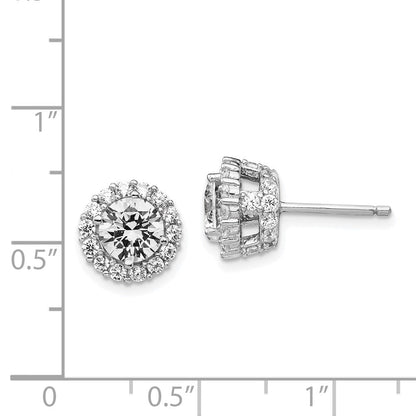 Sterlingsilber Cheryl M Rhodiniert Brillant-cut Zirkonia Rund Heiligenschein Ohrstecker