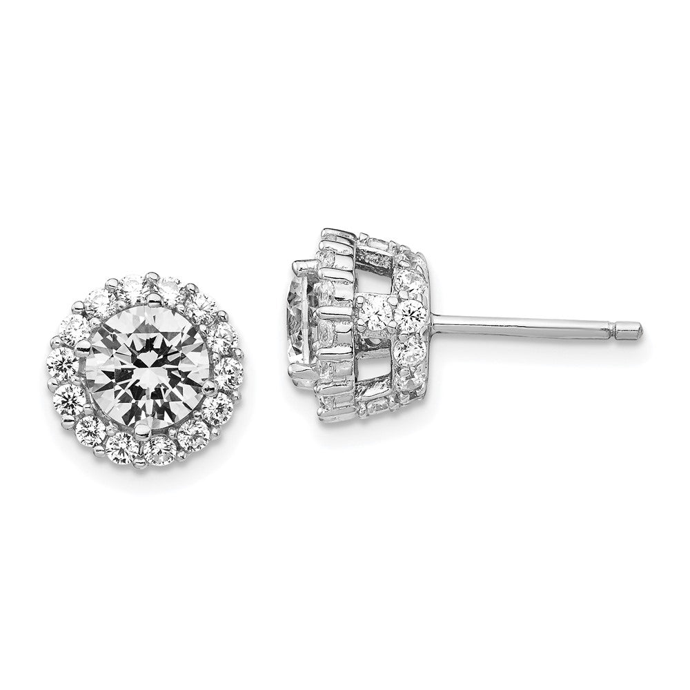 Sterlingsilber Cheryl M Rhodiniert Brillant-cut Zirkonia Rund Heiligenschein Ohrstecker