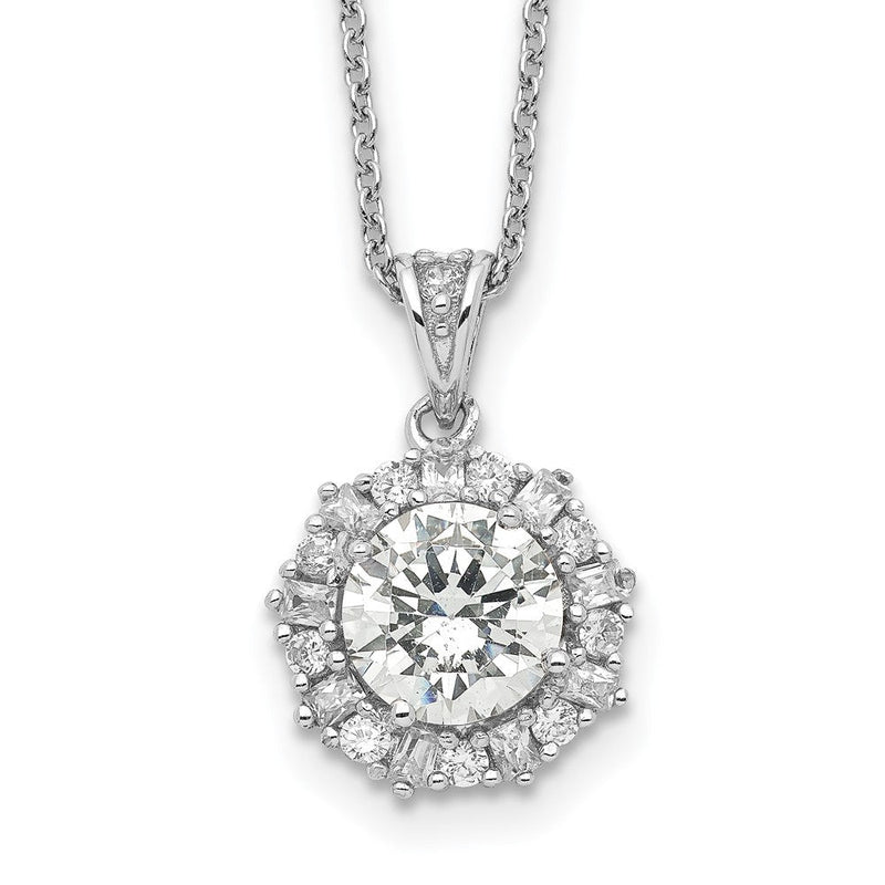 Sterlingsilber Cheryl M Rhodiniert Brillant-cut und Smaragd-cut Zirkonia Heiligenschein 18 Zoll Halskette