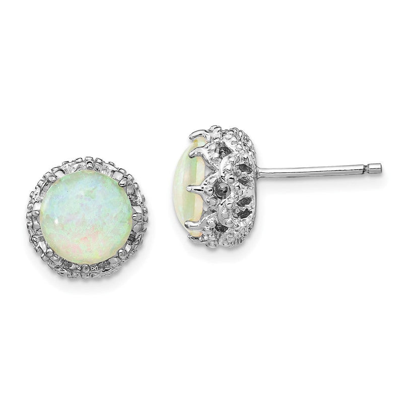 Sterlingsilber Cheryl M Rhodiniert Cabochon Im Labor Erzeugt Opal und Brillant-cut Zirkonia Stecker Ohrstecker