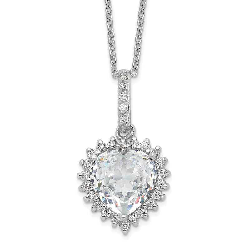 Sterlingsilber Cheryl M Rhodiniert Fantasie 100-facet und Brillant-cut Zirkonia Herz 18.5 Zoll Halskette