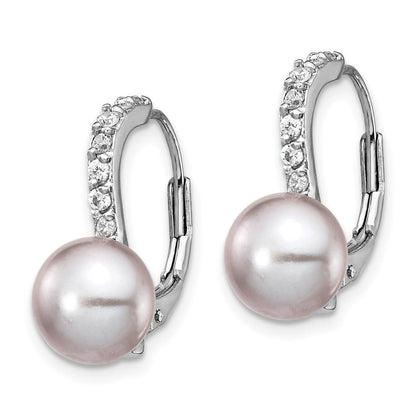 Sterlingsilber Cheryl M Rhodiniert Grau Süßwasser Zuchtperle und Brillant-cut Zirkonia Ohrhänger mit Brisur